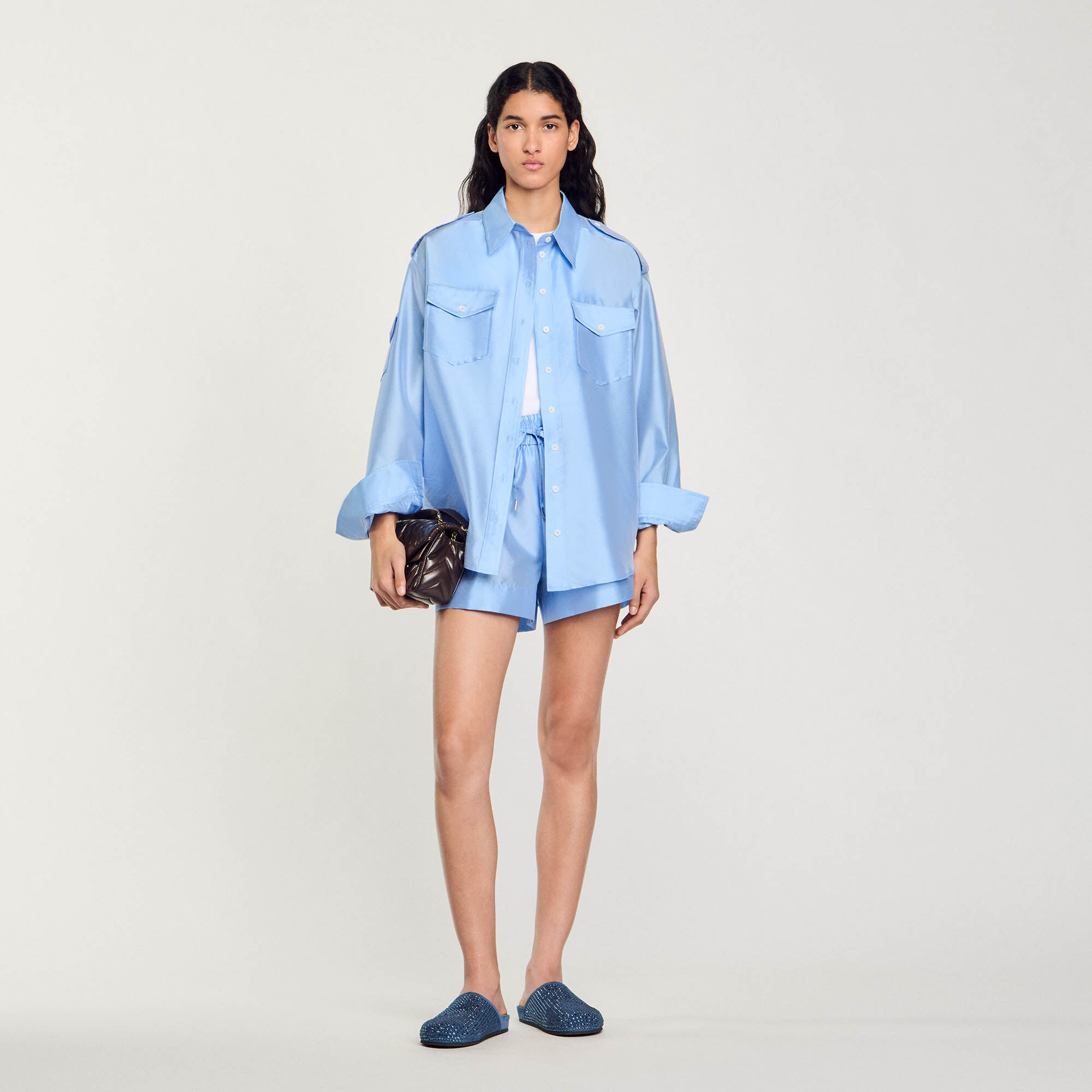 Camicia raso blu deals