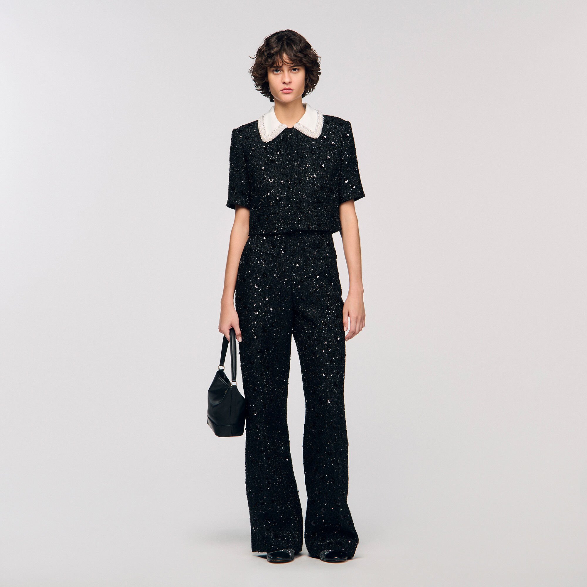 Giacca corta in tweed glitterato