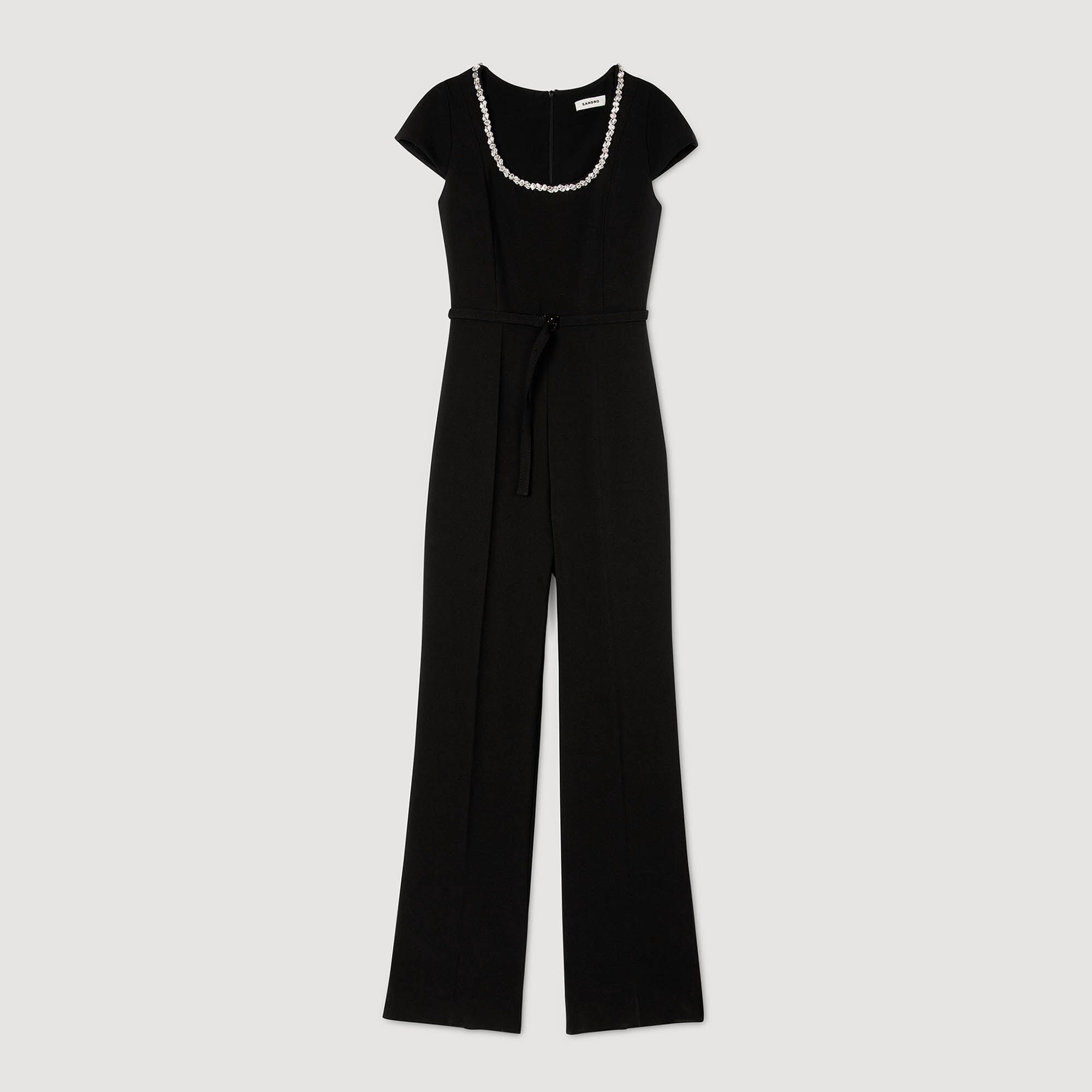Tuta pantalone con col decorato