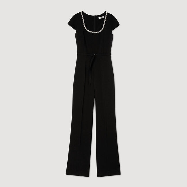 Tuta pantalone con col decorato