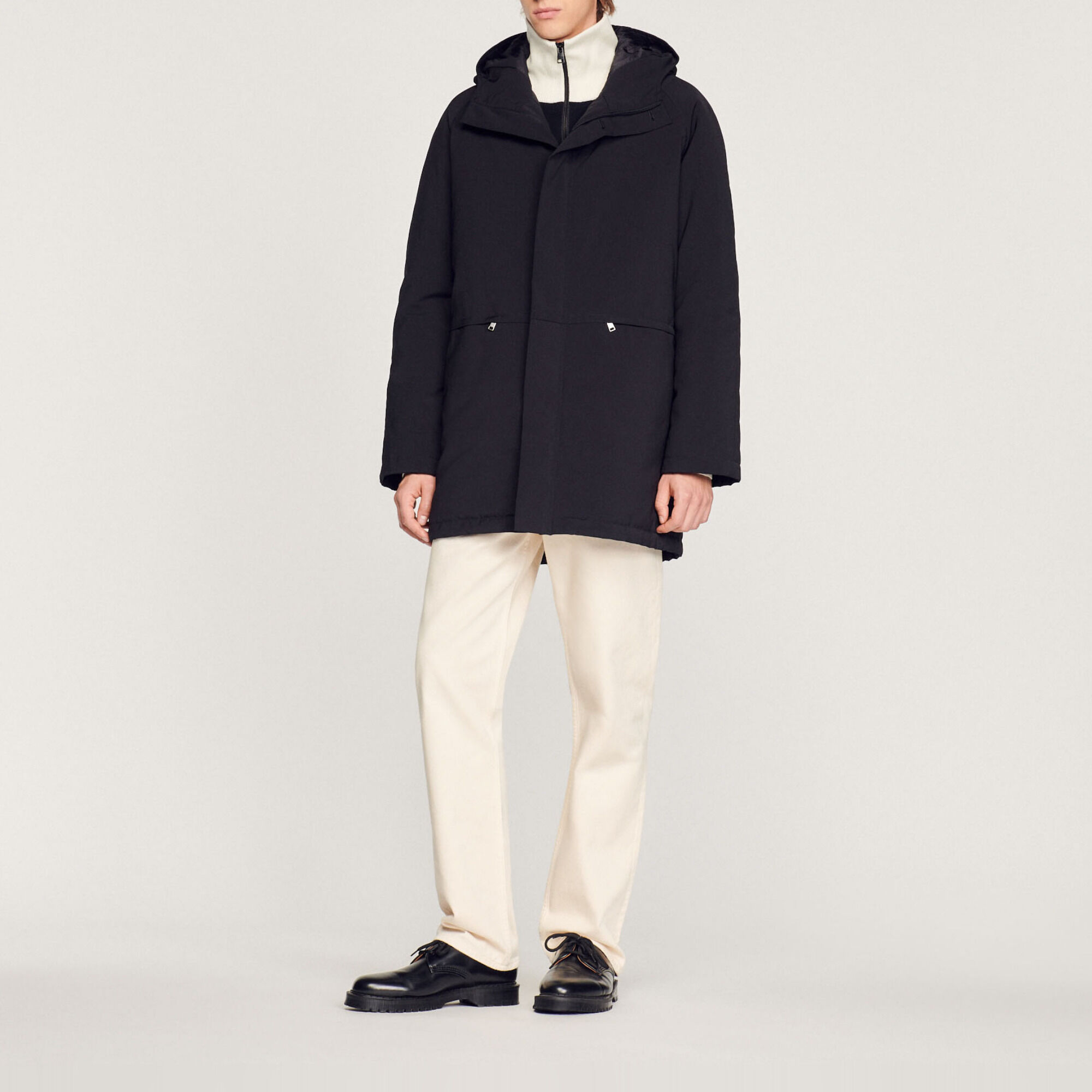 Parka in tessuto tecnico felpato