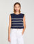 T-shirt a righe senza maniche