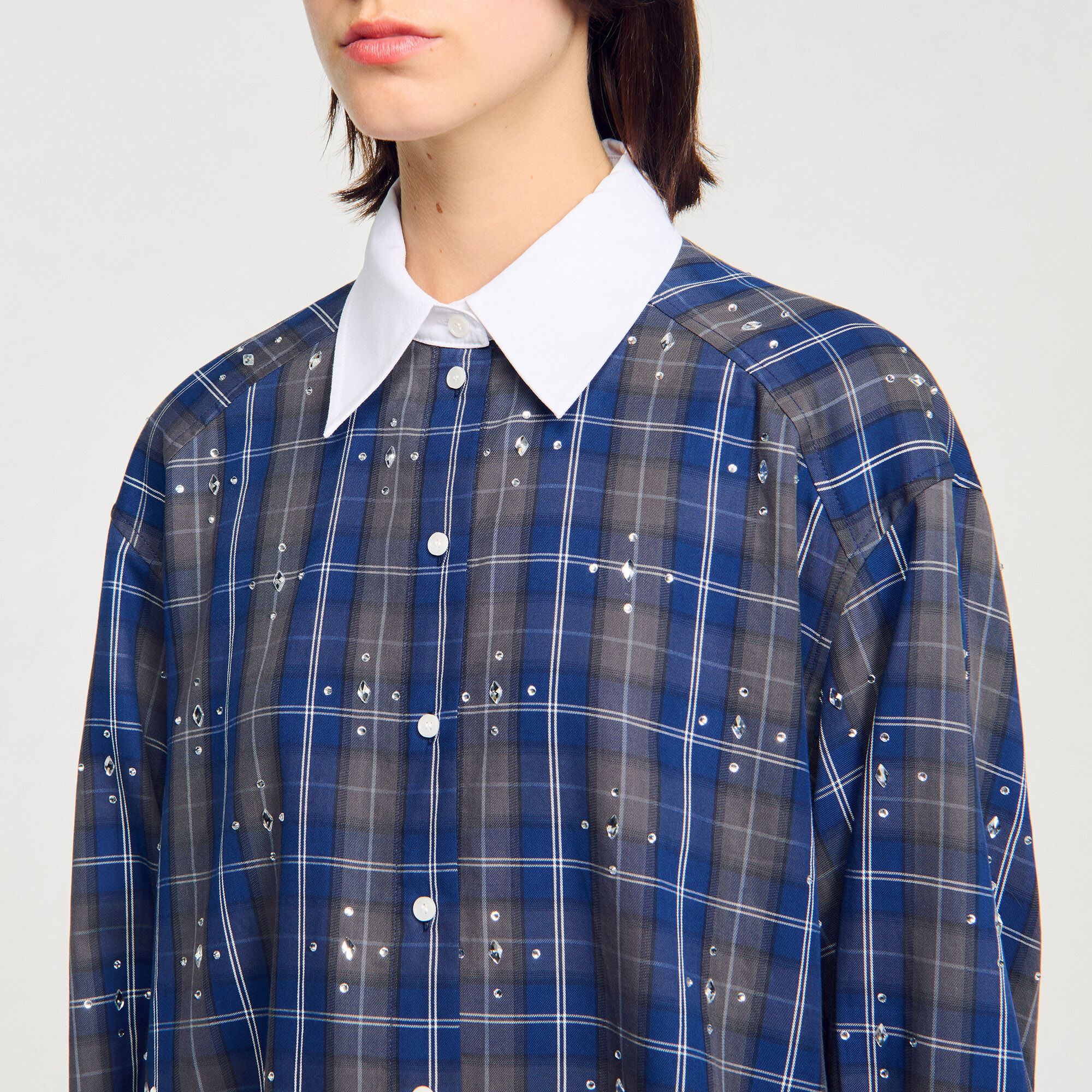 Camicia a quadri glitterata