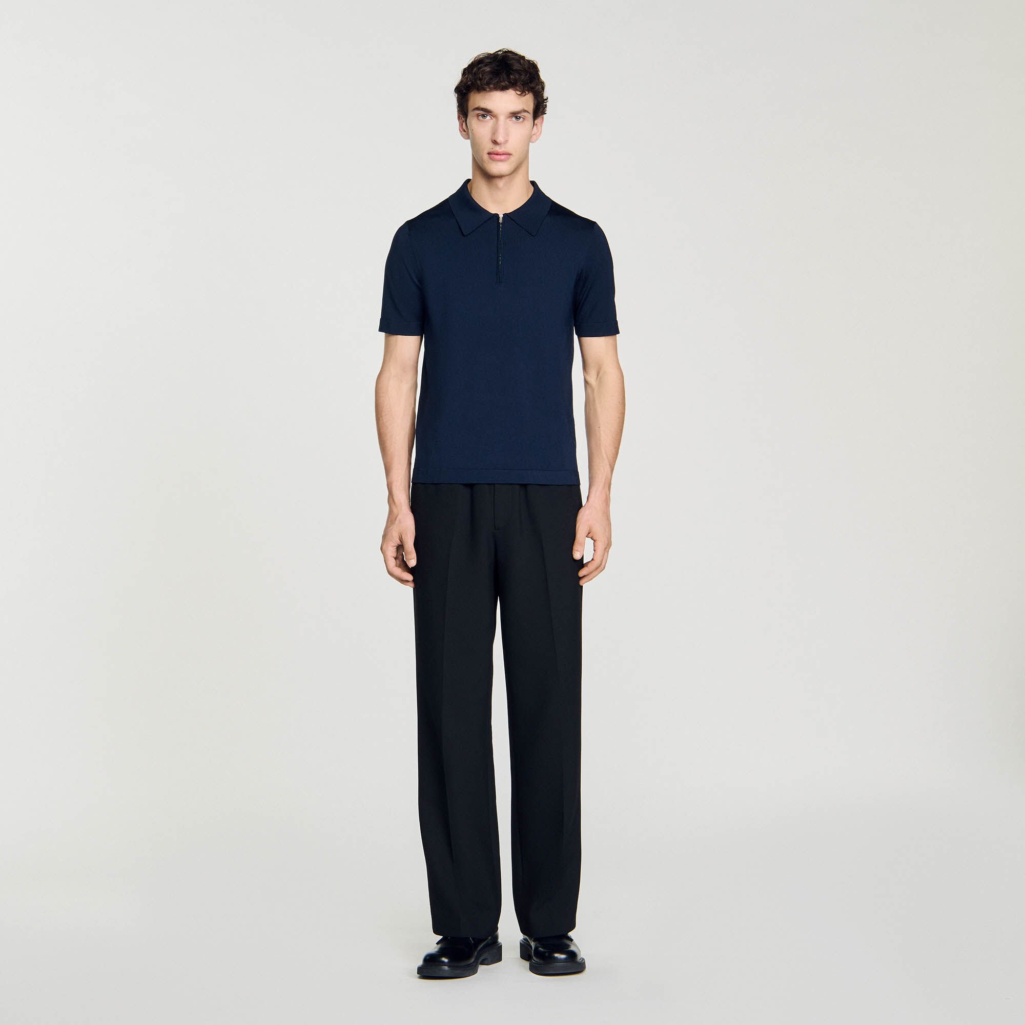 Polo in maglia con colletto con zip