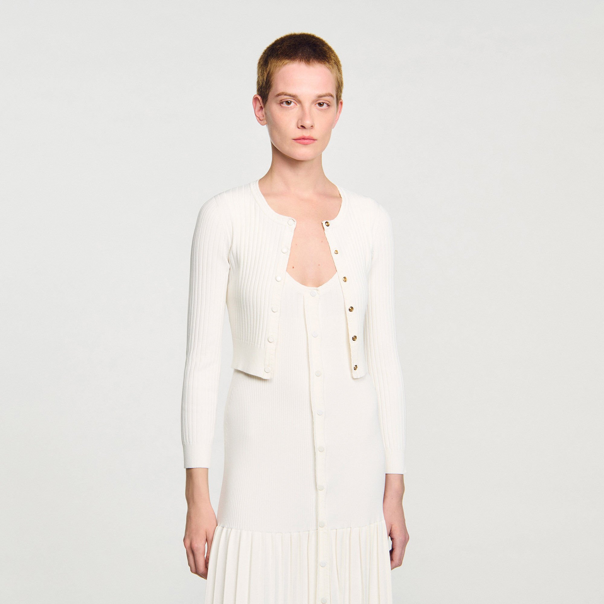 Cardigan corto in maglia a coste