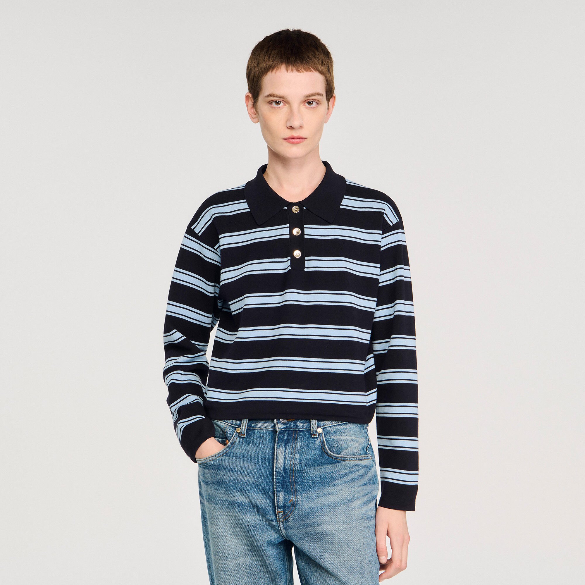 Maglione polo a righe