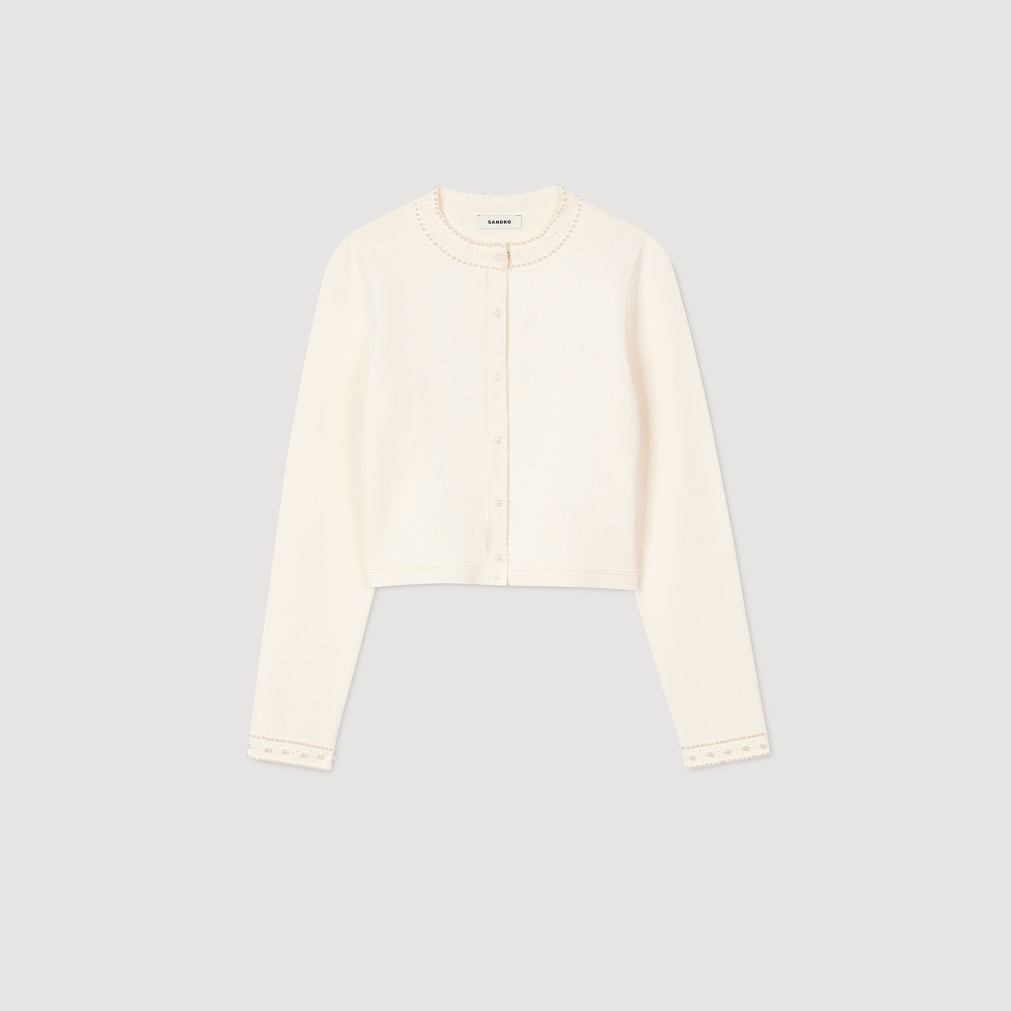 Cardigan corto con perline