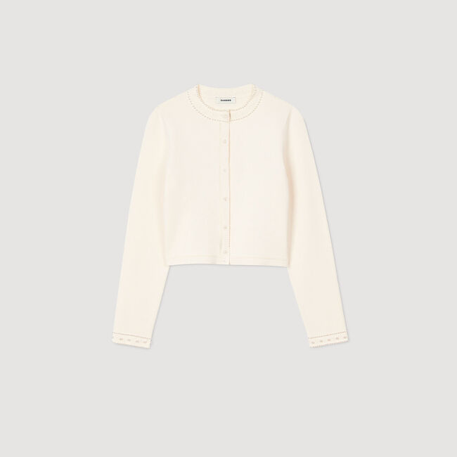 Cardigan corto con perline
