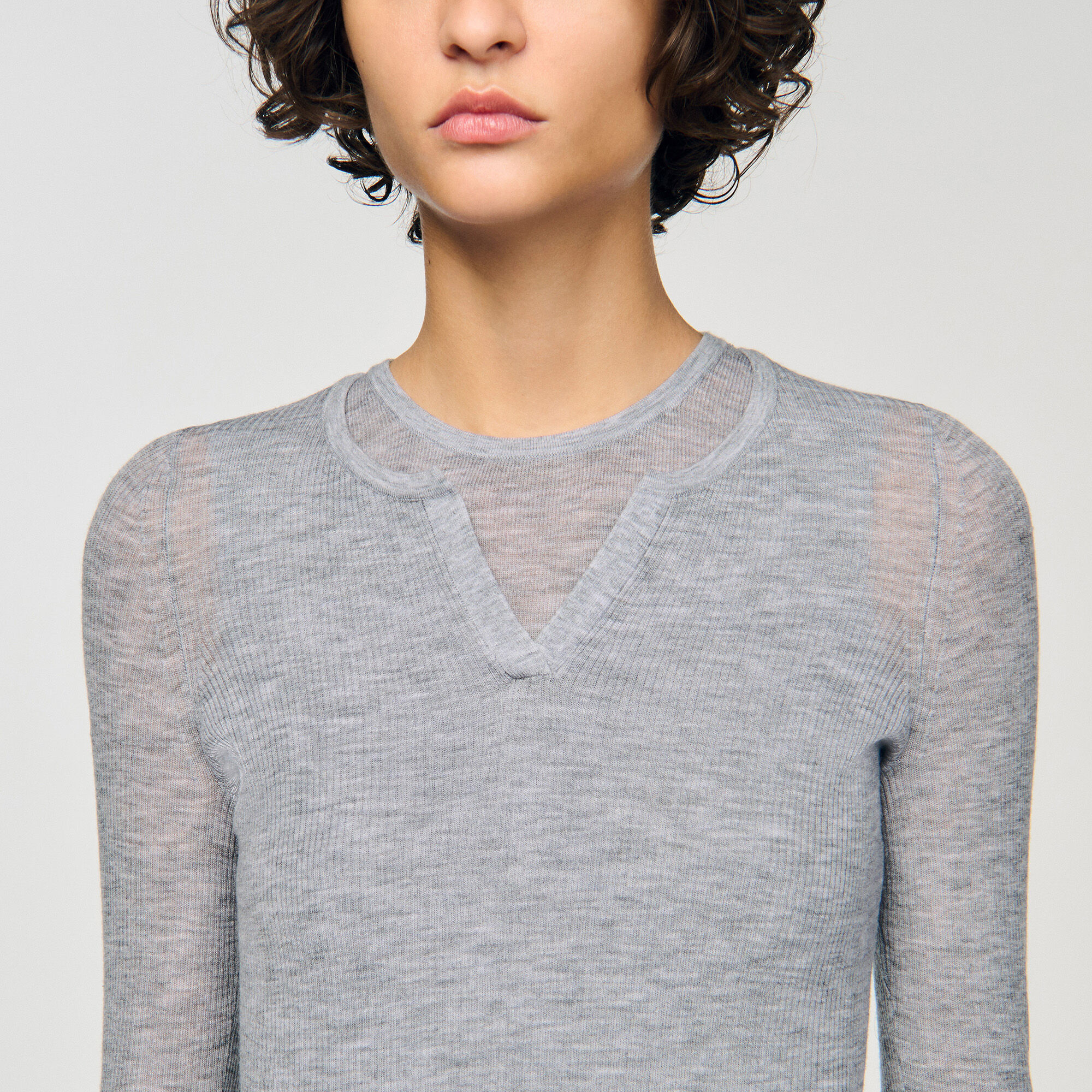 Maglione trompe l'œil in lana