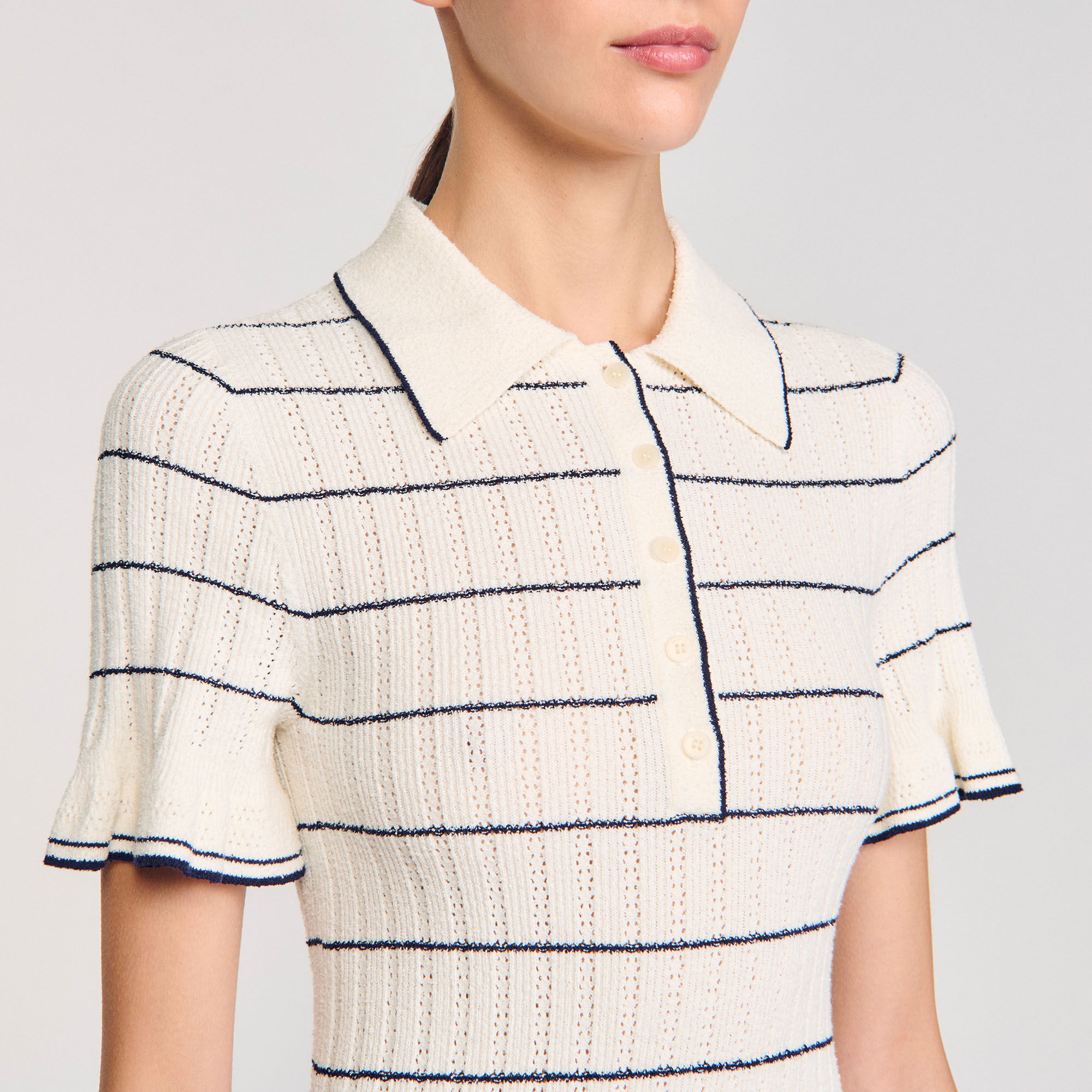 Abito lungo maglia colletto a polo