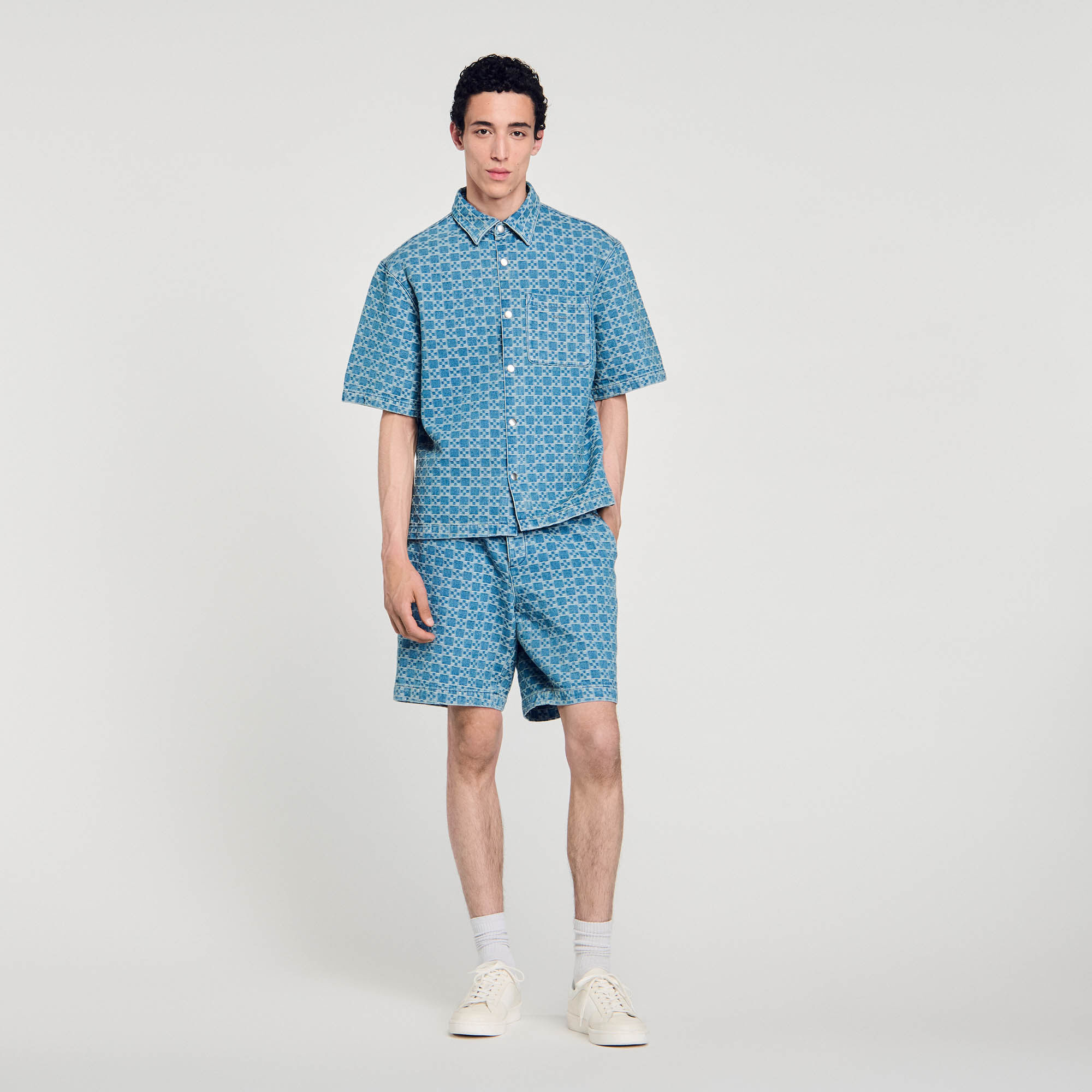 Camicia in denim square cross