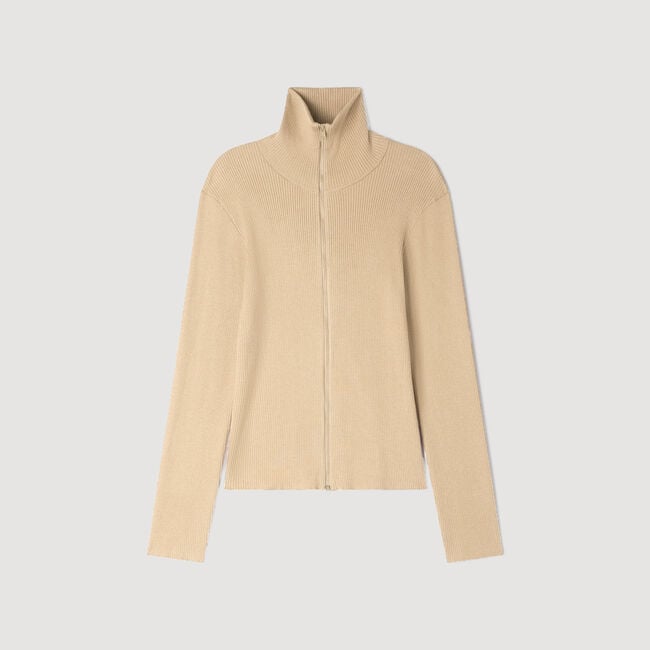 Cardigan a collo alto con zip