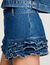 Shorts in denim con volant