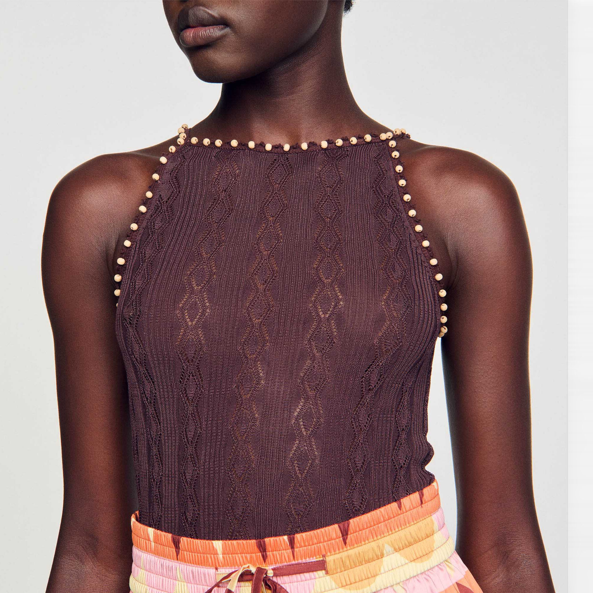 Canotta in maglia con perline