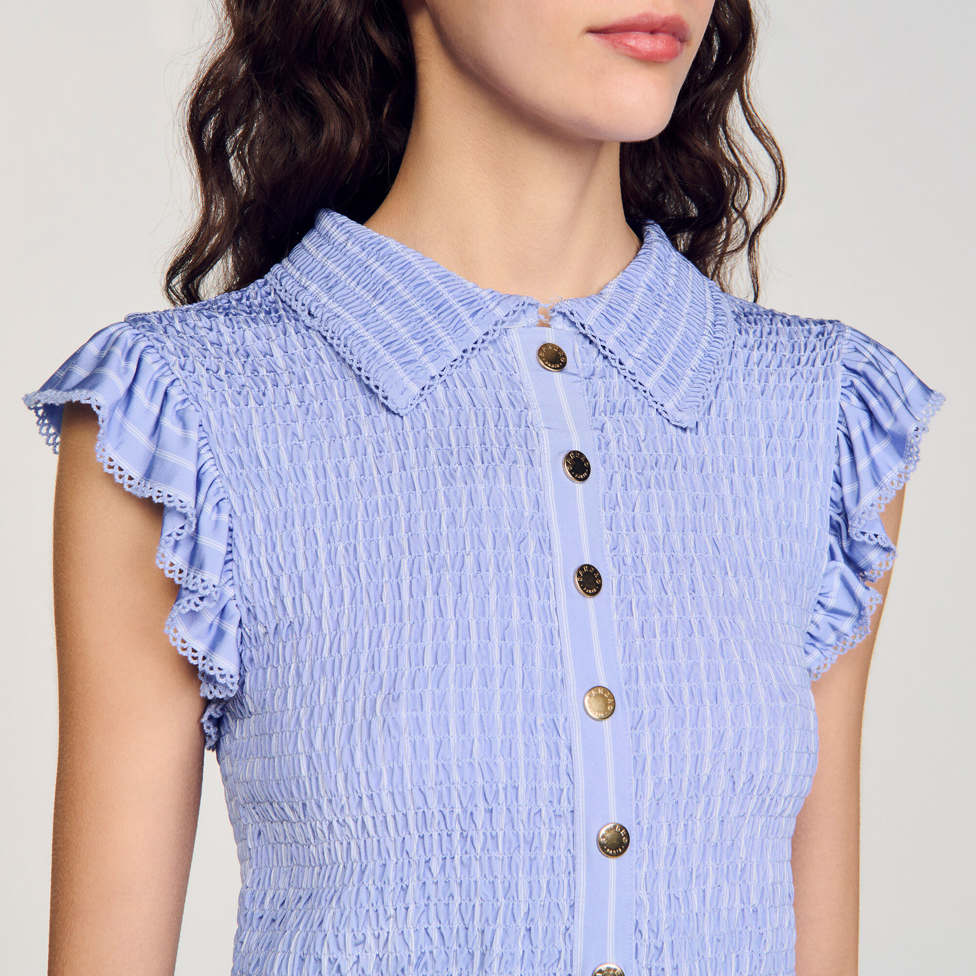 T-shirt a righe con punto smock