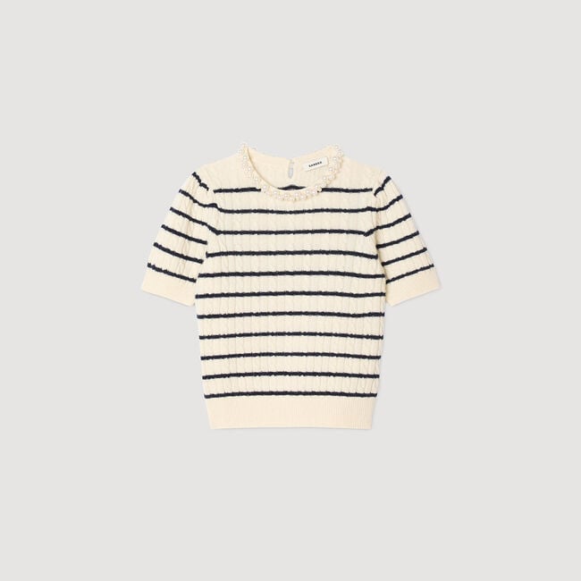 Maglione a righe e col perlinato