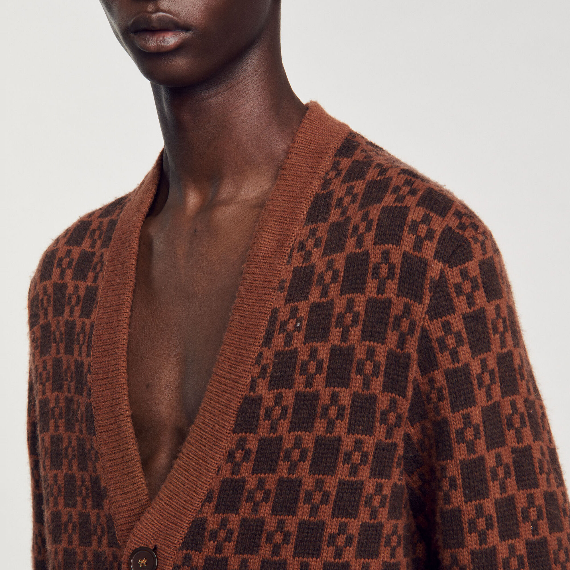 Cardigan jacquard square cross