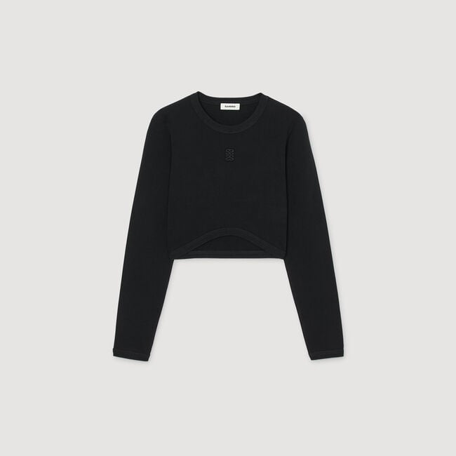 T-shirt corta con ricamo