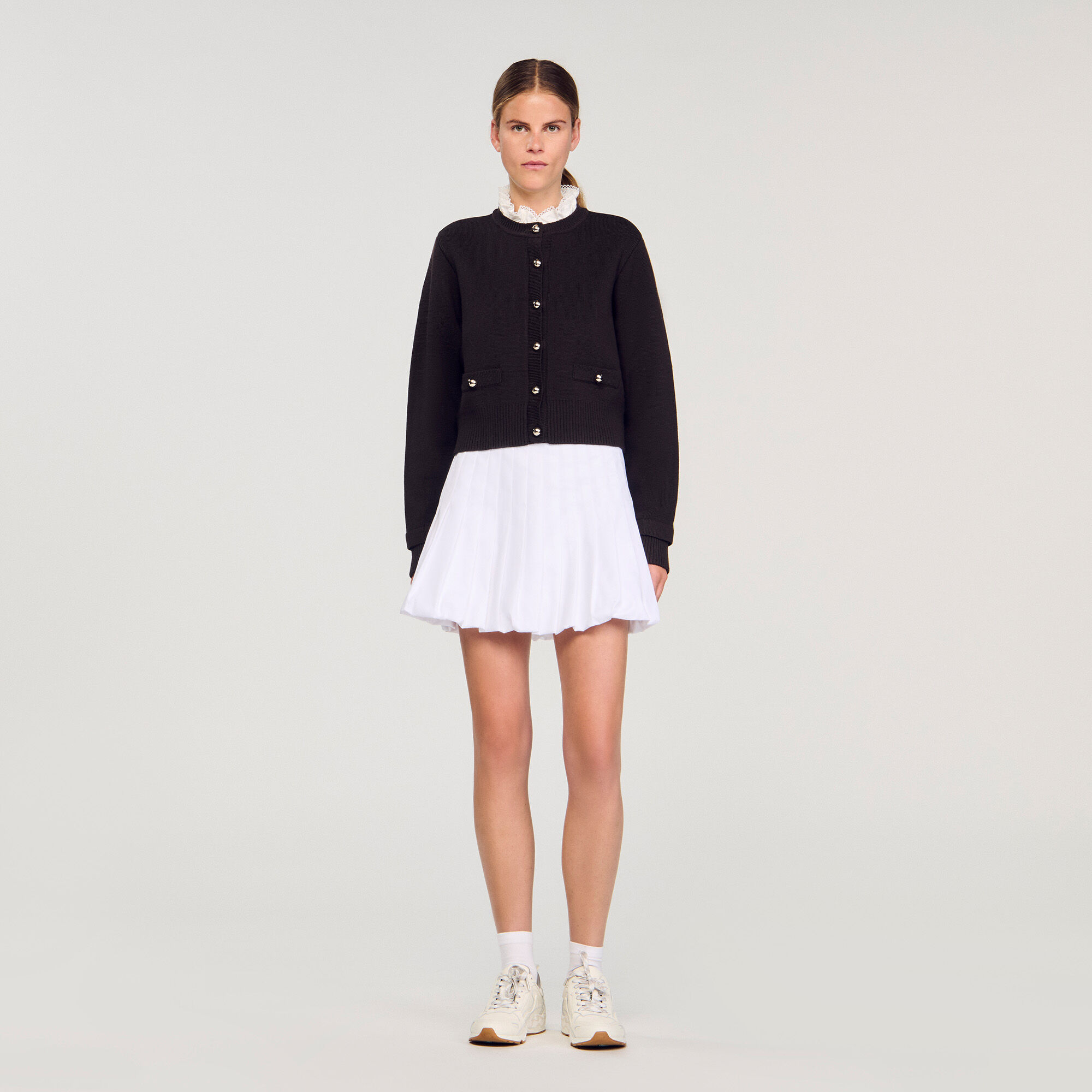 Cardigan colletto volant rimovibile