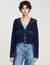 Cardigan con dettagli in denim
