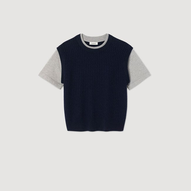 Maglione in maglia bimateriale