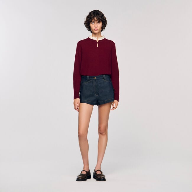 Maglione con collo arricciato