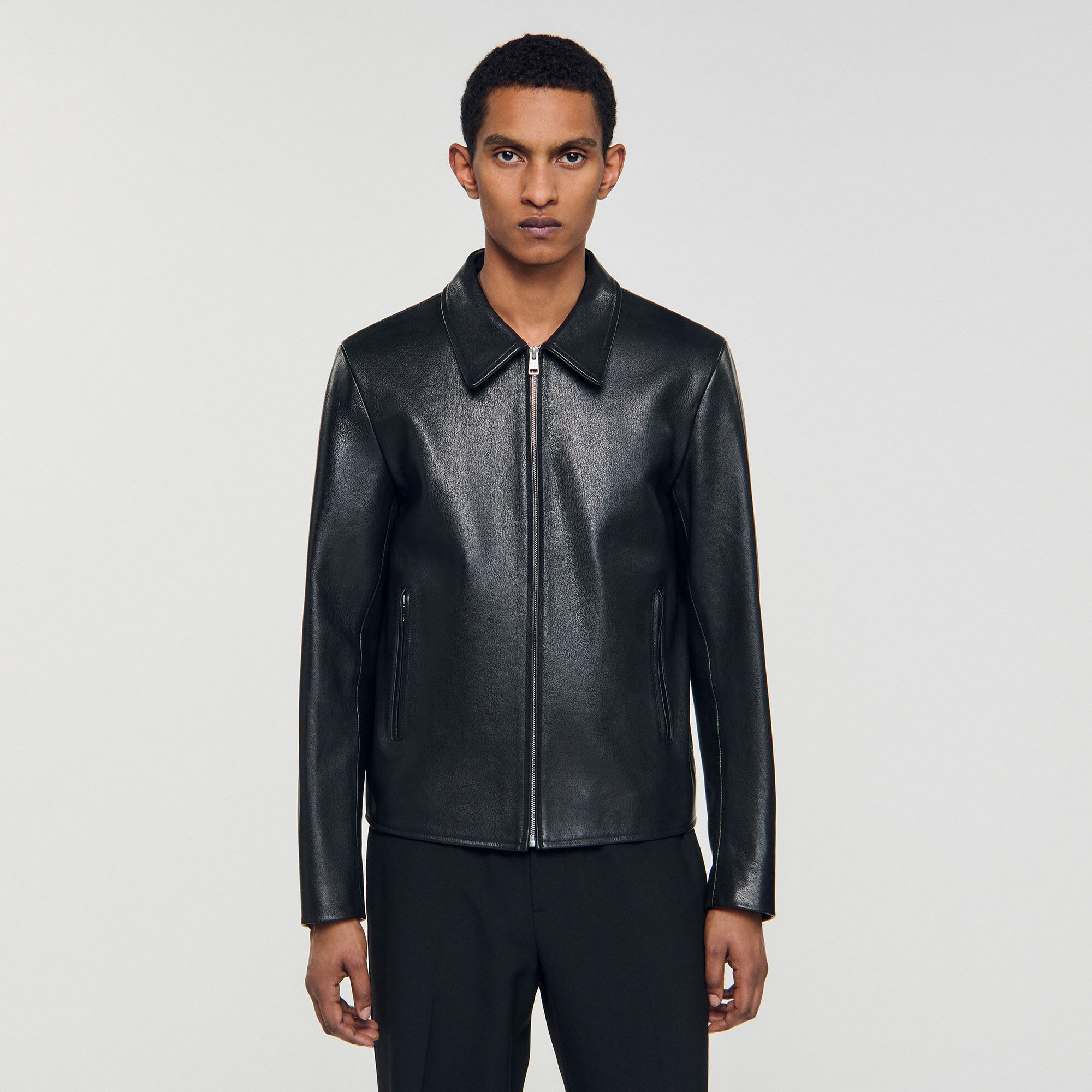 Giubbotto in pelle con zip