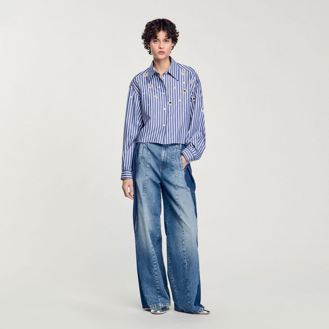 Camicia a righe con perline