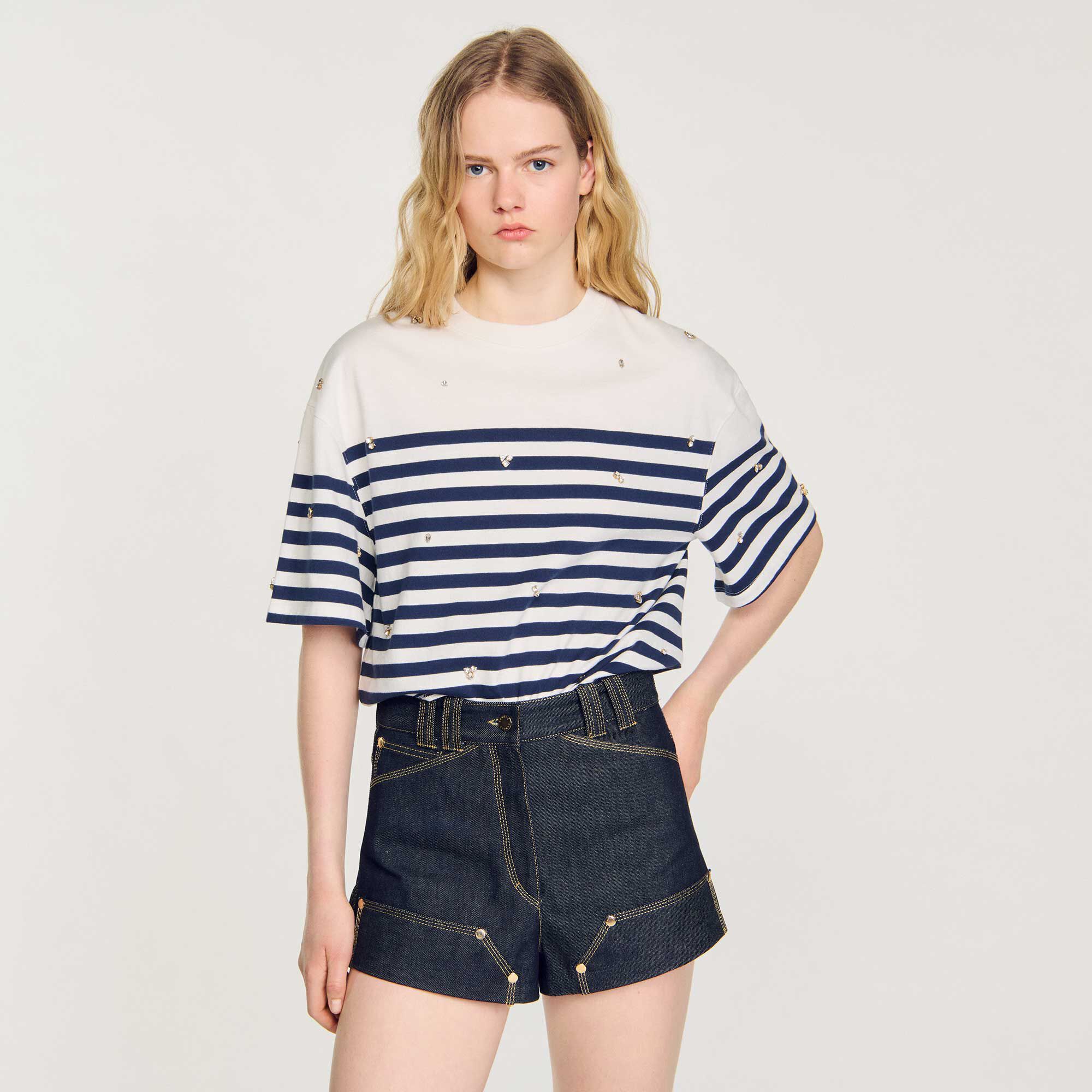T-shirt alla marinara con strass