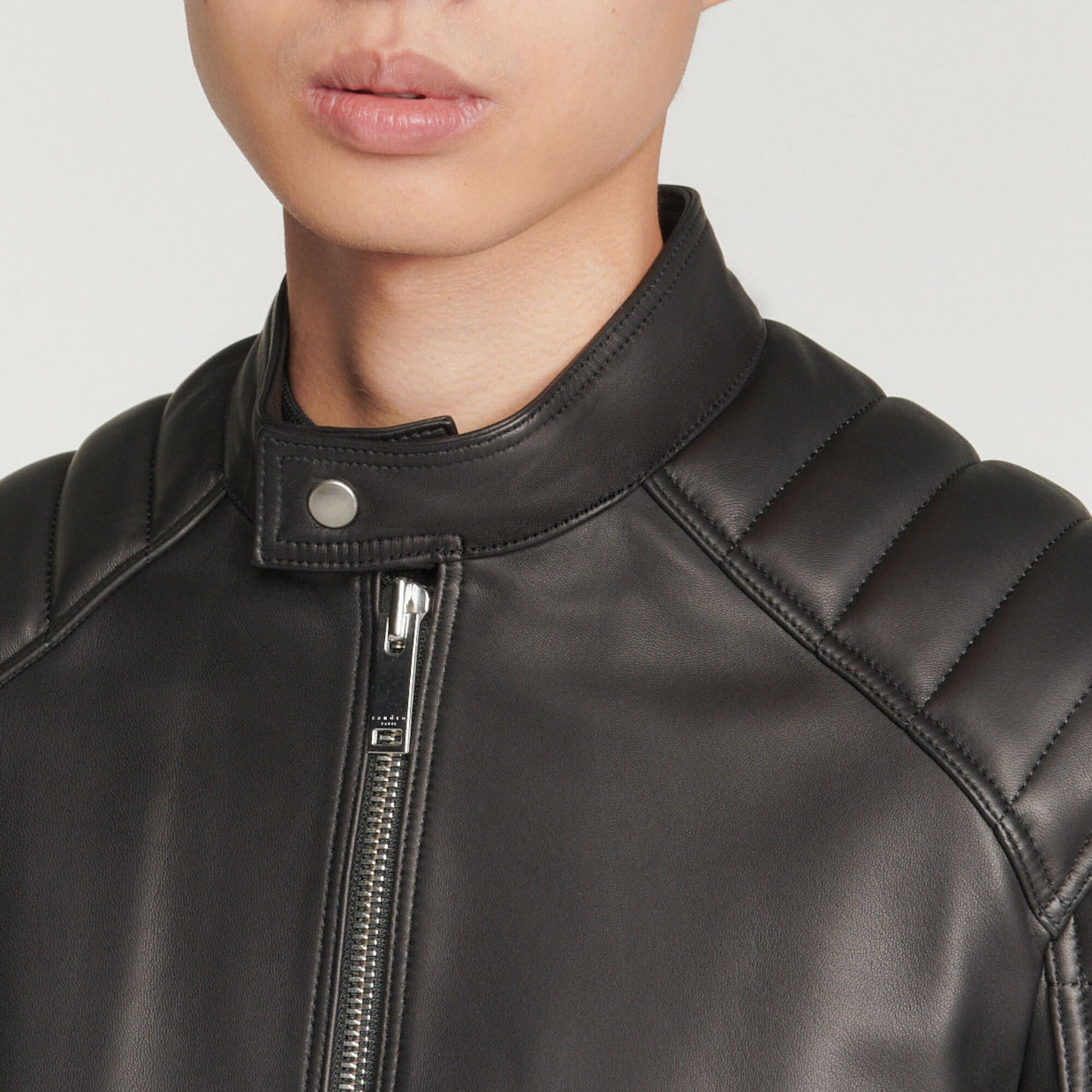 Giubbotto in pelle finiture matelassé