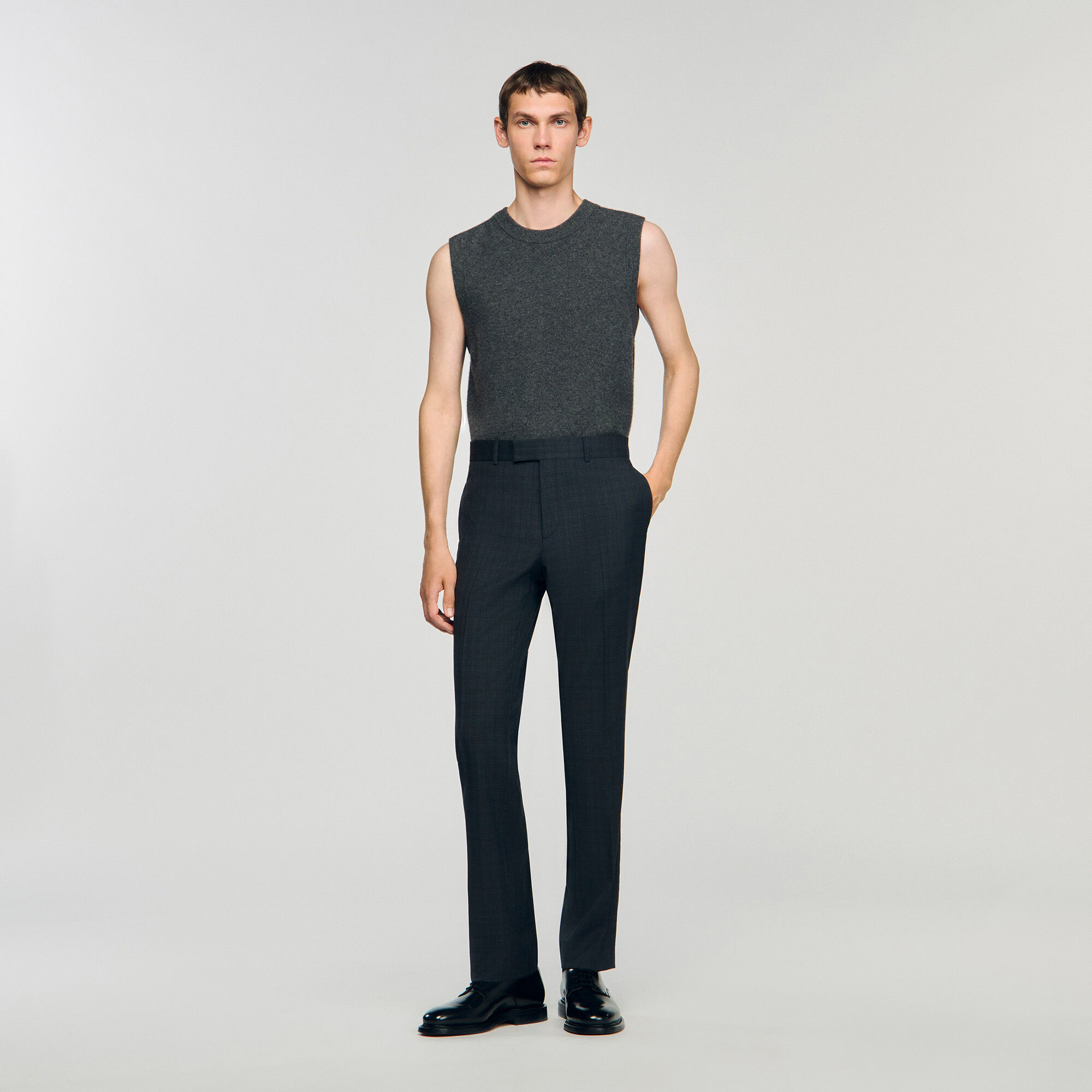Pantaloni in lana a quadri