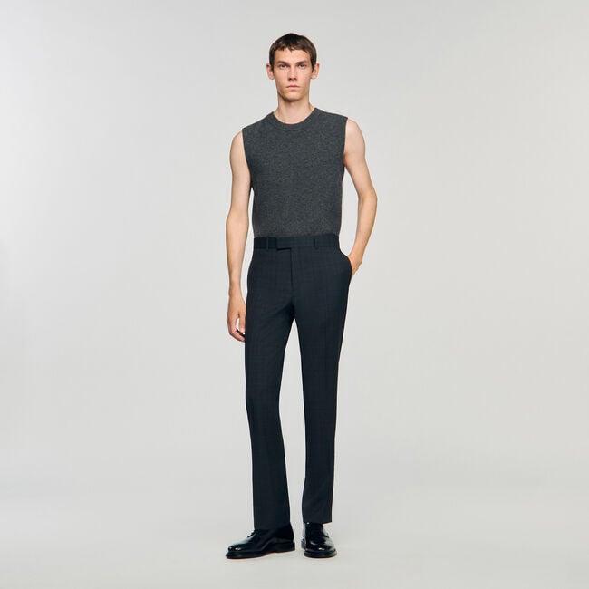 Pantaloni in lana a quadri