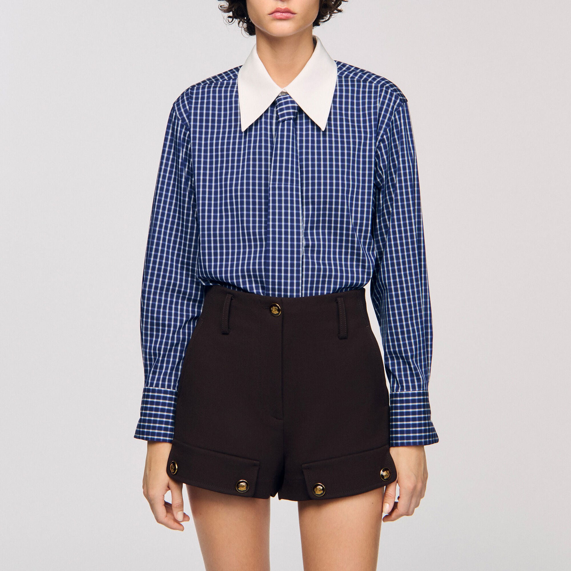 Camicia a quadri e cravatta - Donna | Sandro