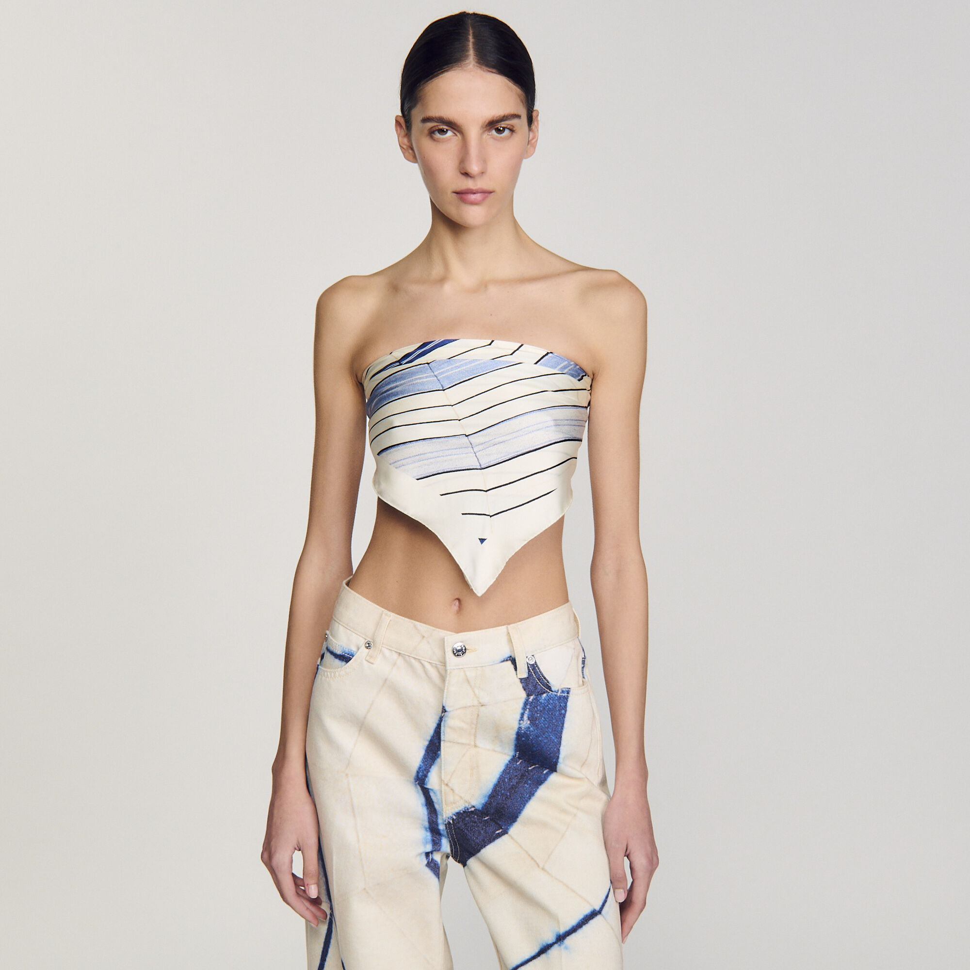 Foulard in seta con stampa a righe