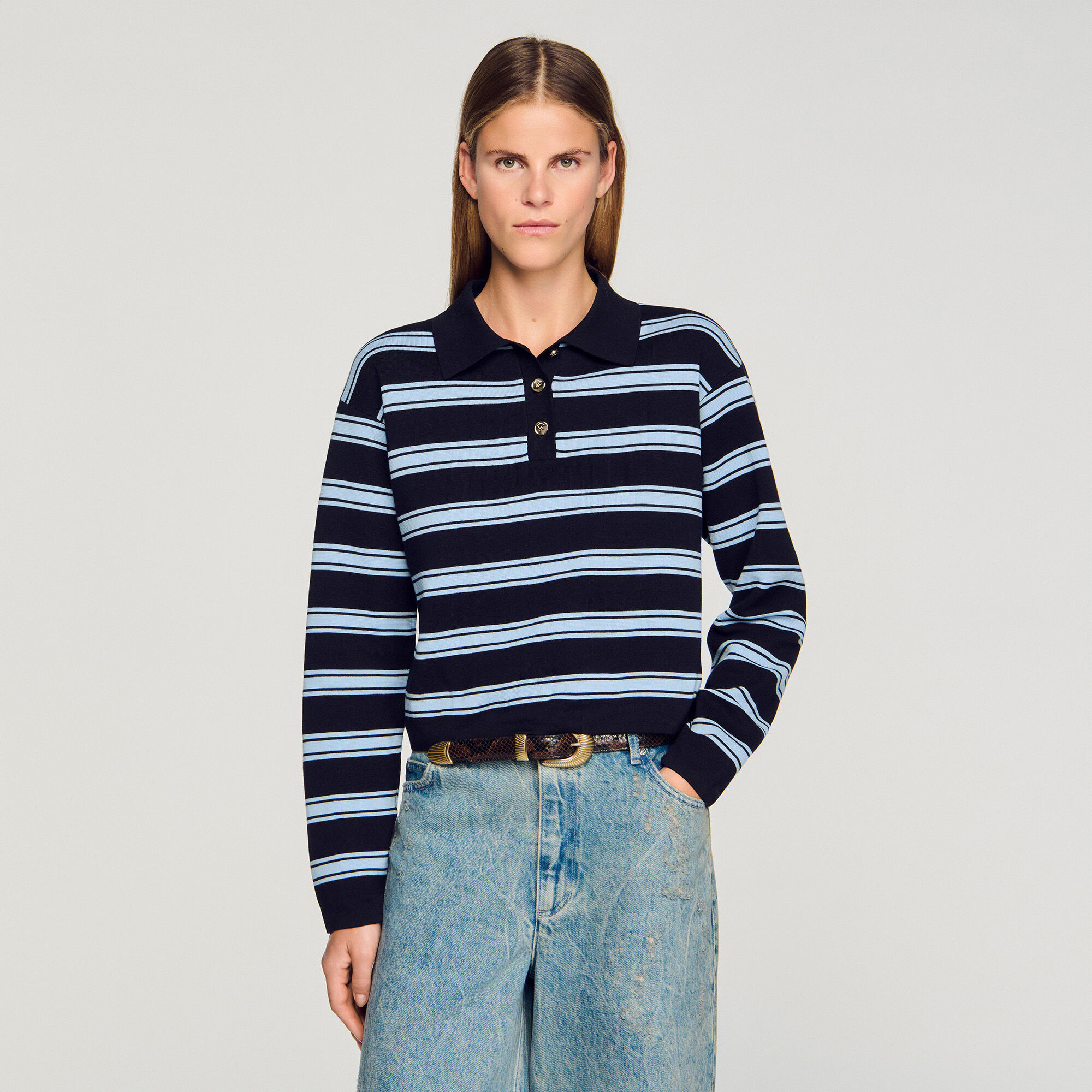 Maglione polo a righe