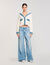 Cardigan con dettagli in denim