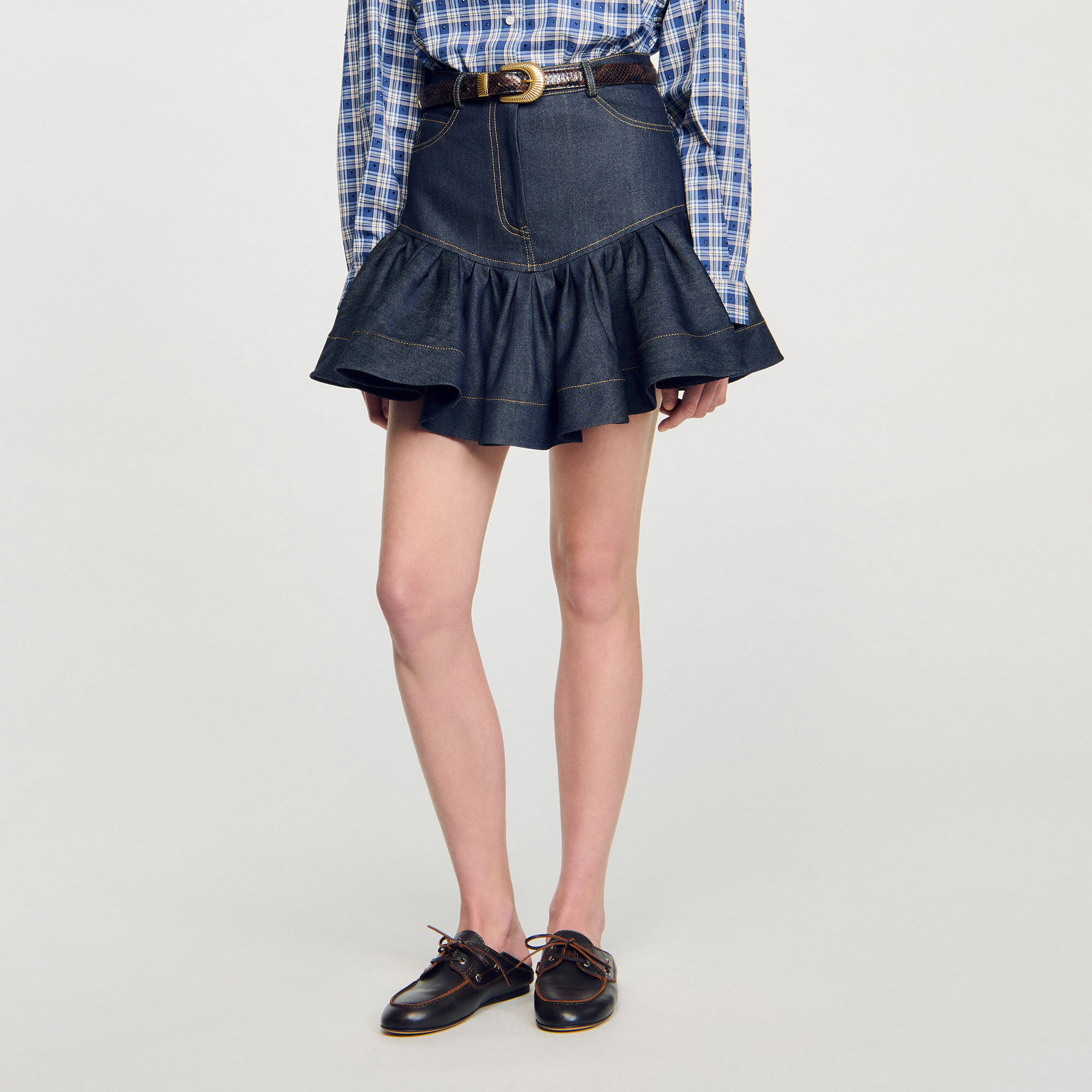 Tulucky Gonna Corta In Denim Con Bottoni E Tasche – Elasticizzata, Taglie S-XXL