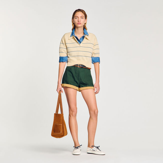 Maglione corto in maglia a righe