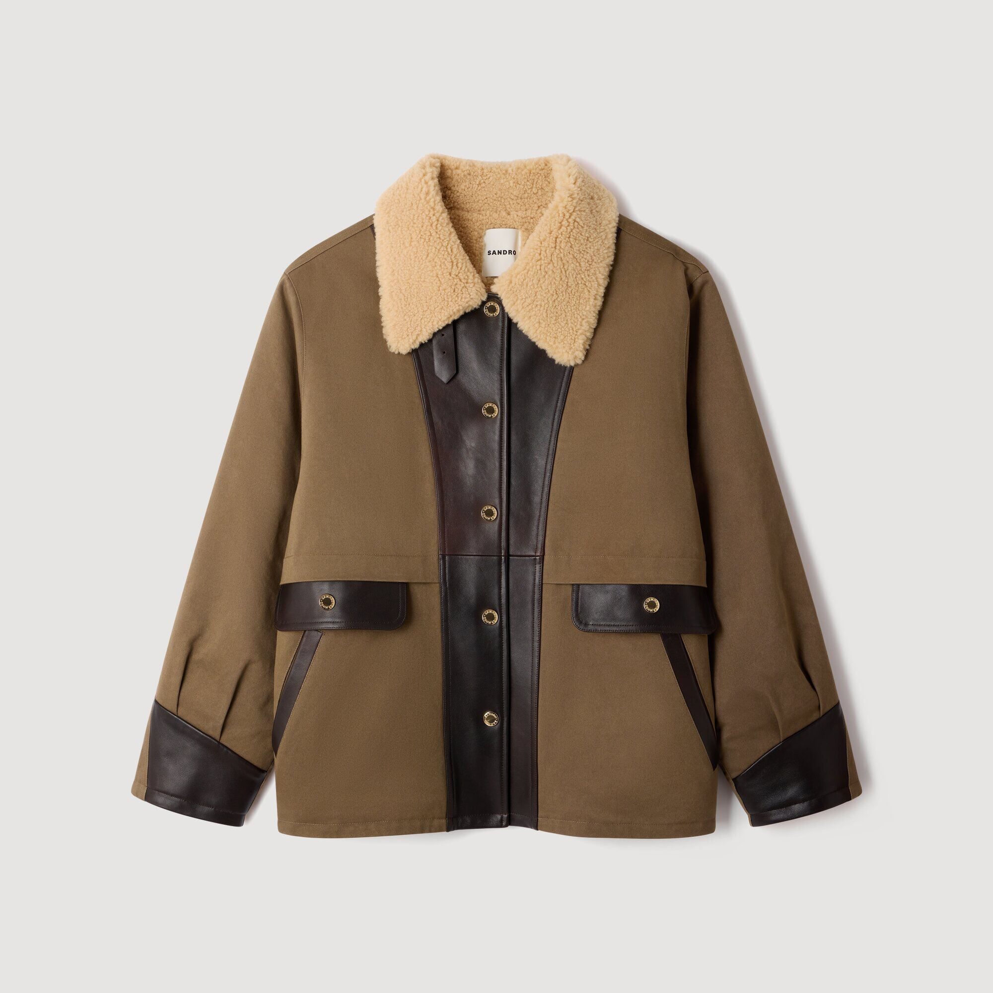 Cappotto in shearling bicolore - Donna | Sandro