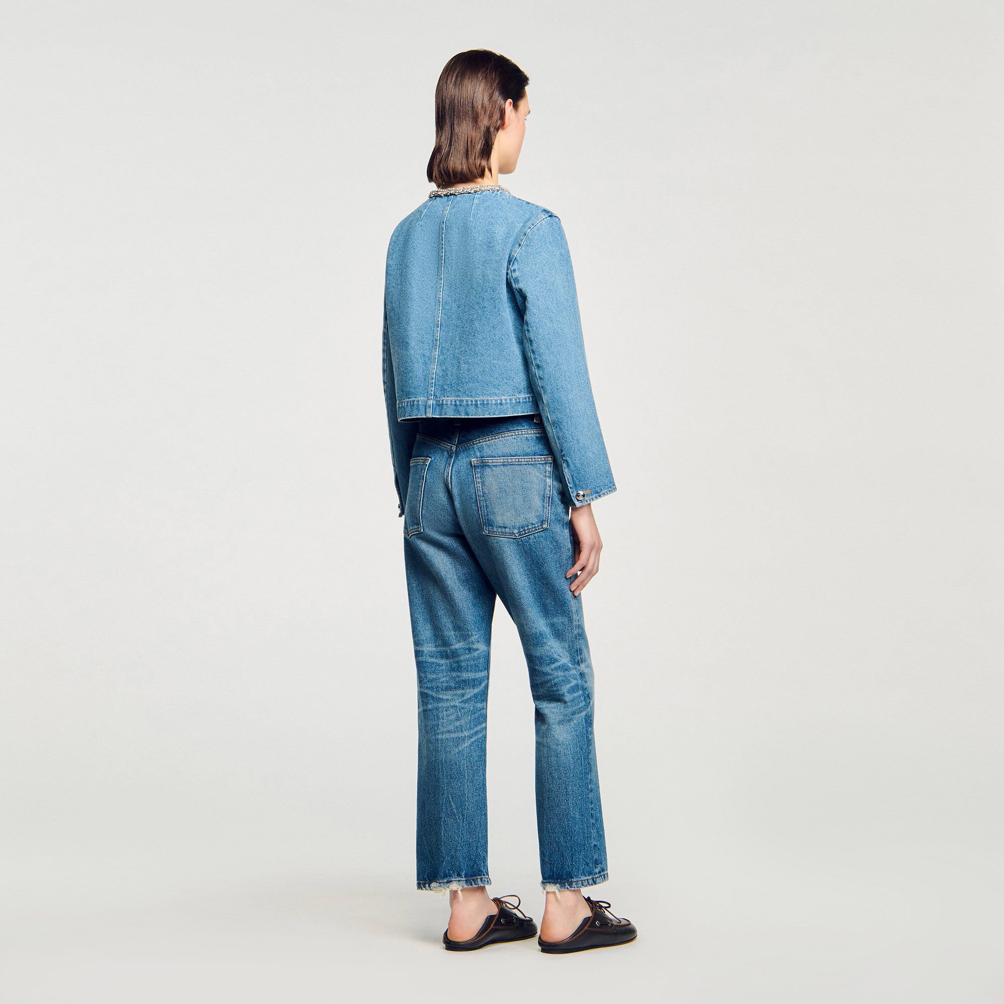 Giubbotto in denim con strass