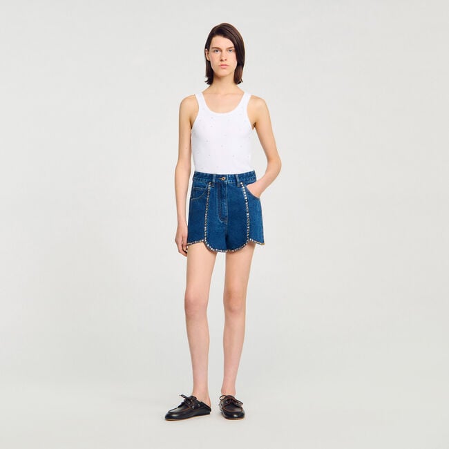 Shorts in denim glitterati