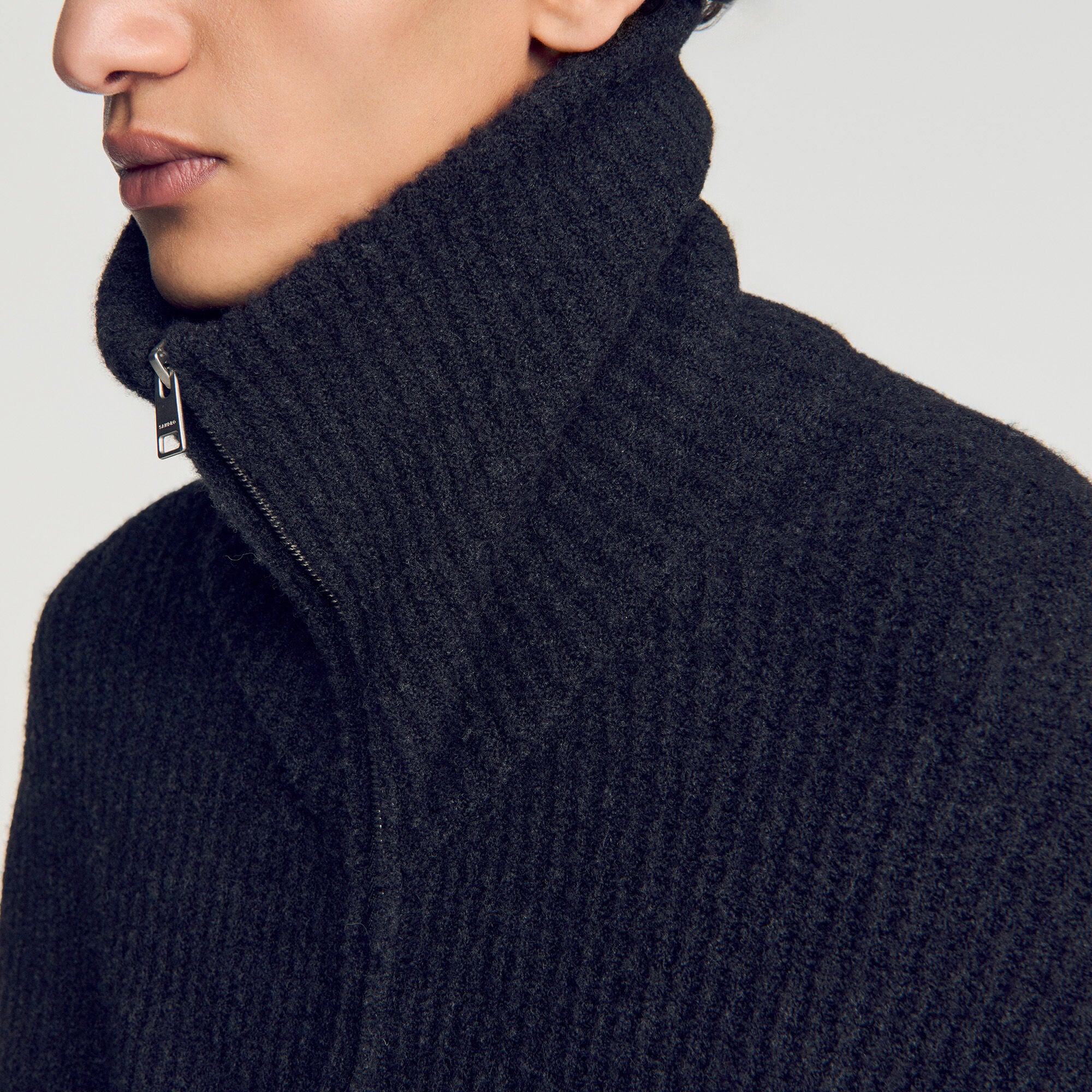 Cardigan con zip in lana lavorata - Uomo | Sandro