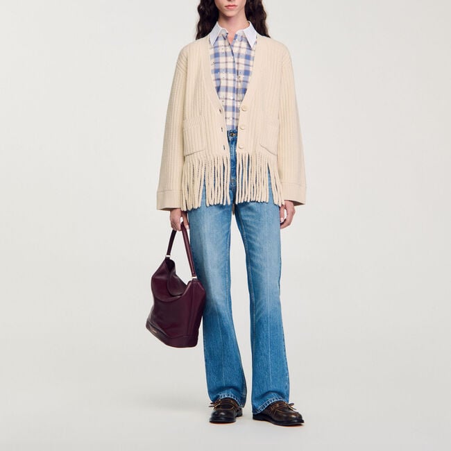 Cardigan in maglia con frange