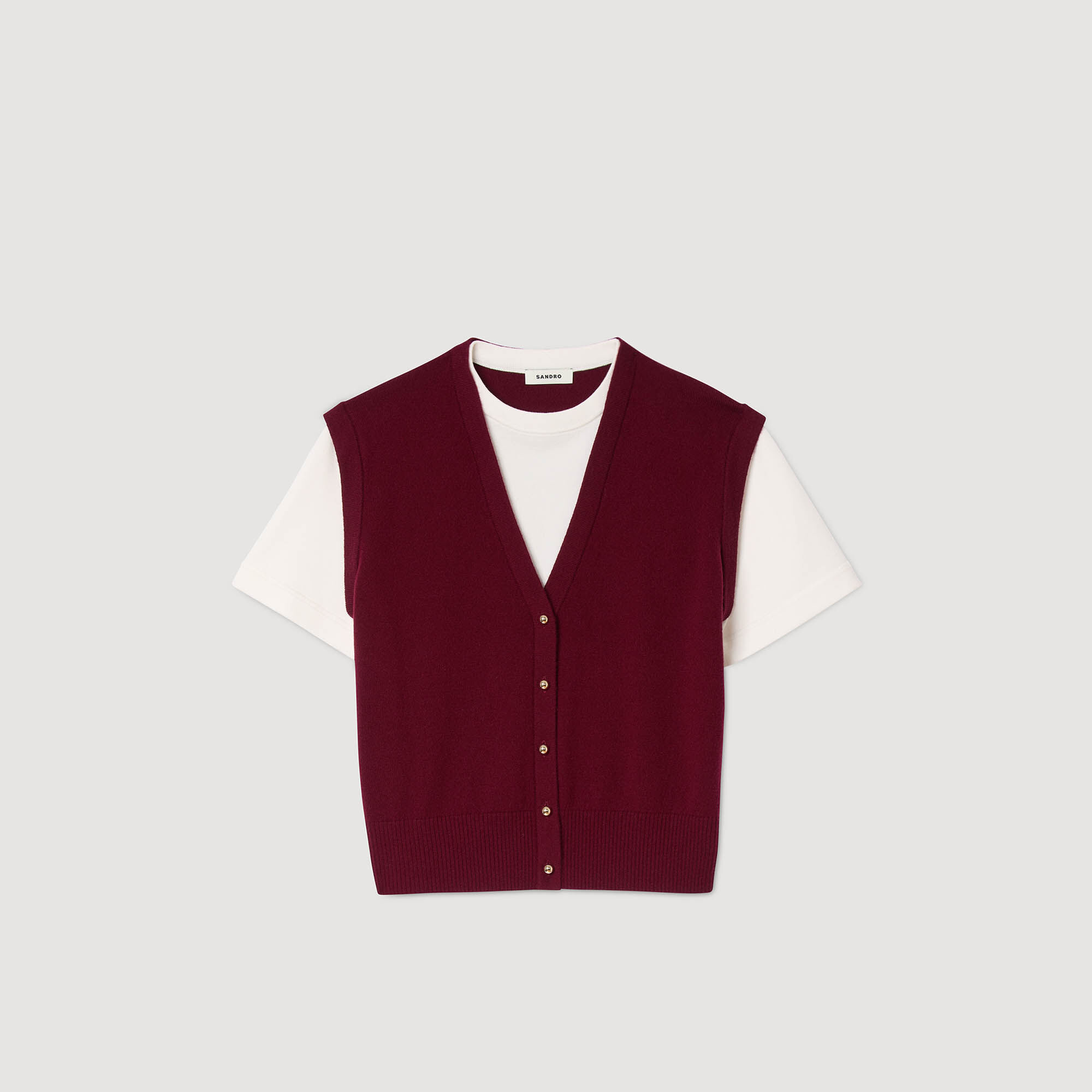 Maglione bicolor in lana e cashmere
