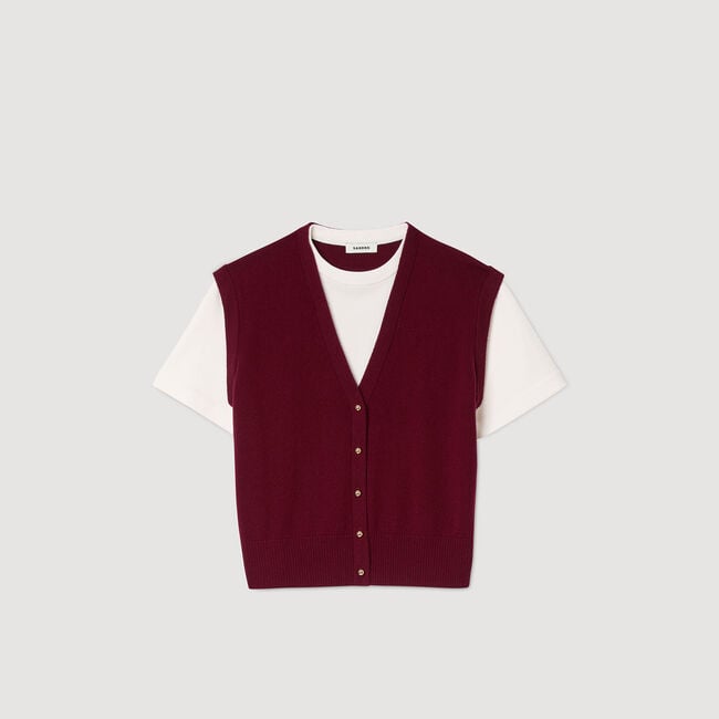 Maglione bicolor in lana e cashmere