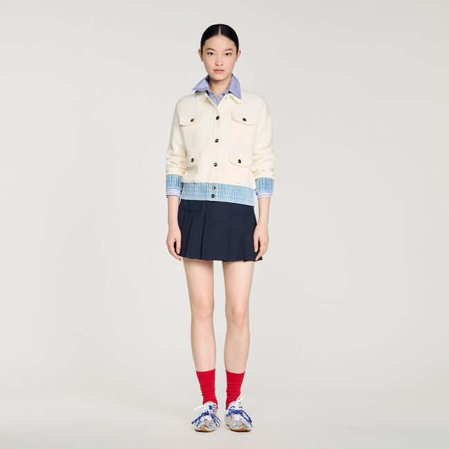 Cardigan con dettagli in denim