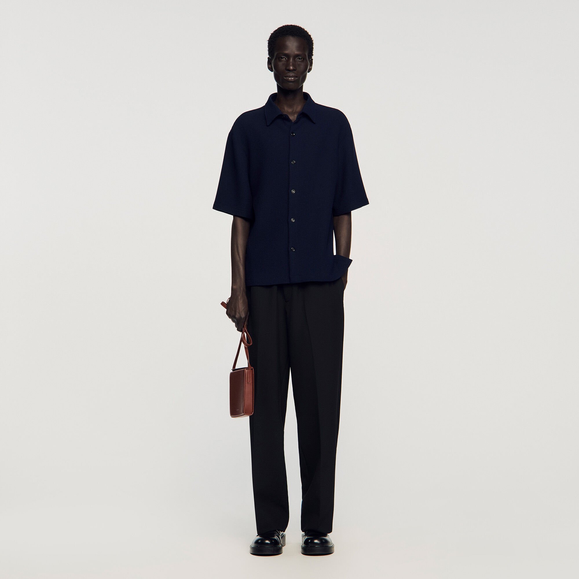 Camicia testurizzata collo aperto