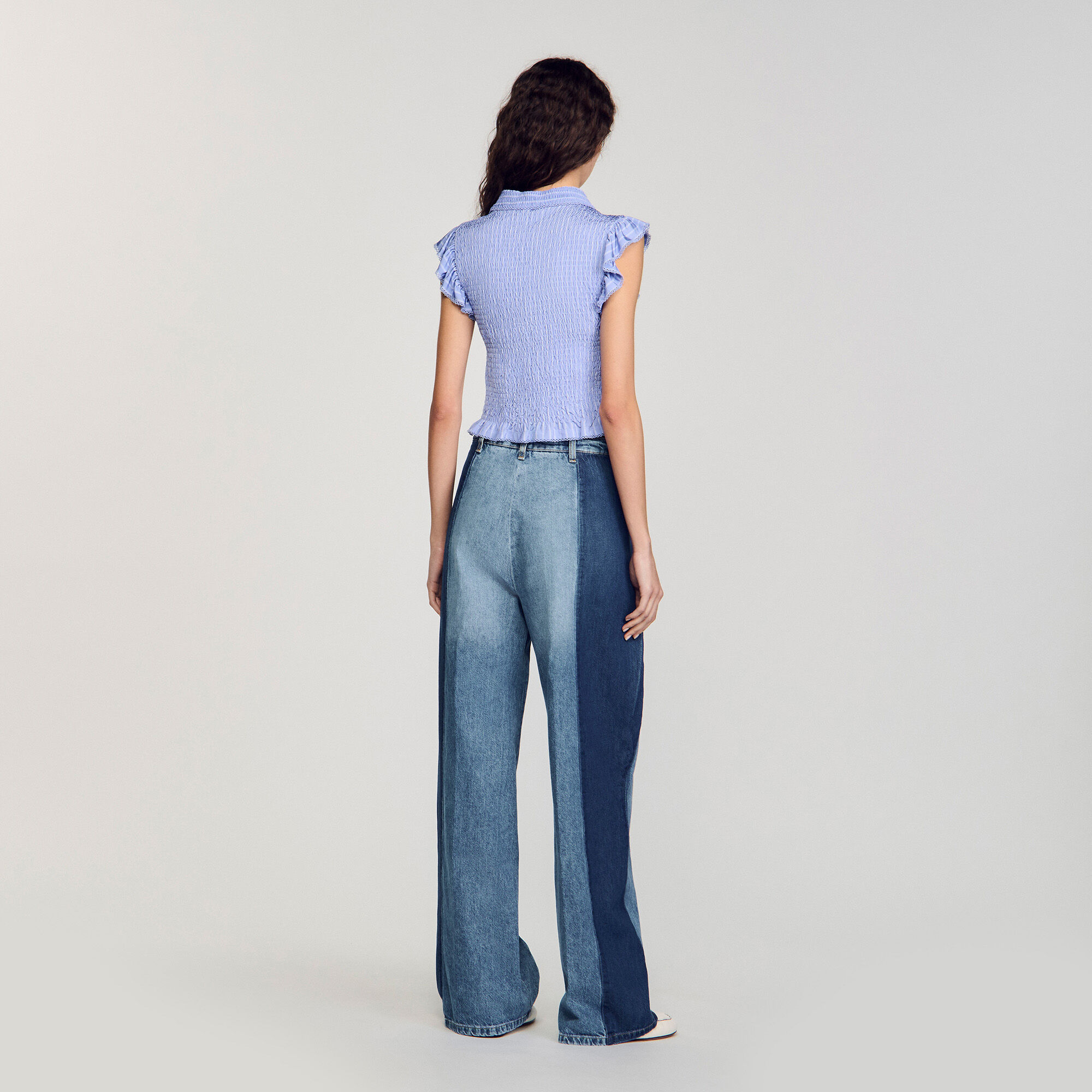T-shirt a righe con punto smock