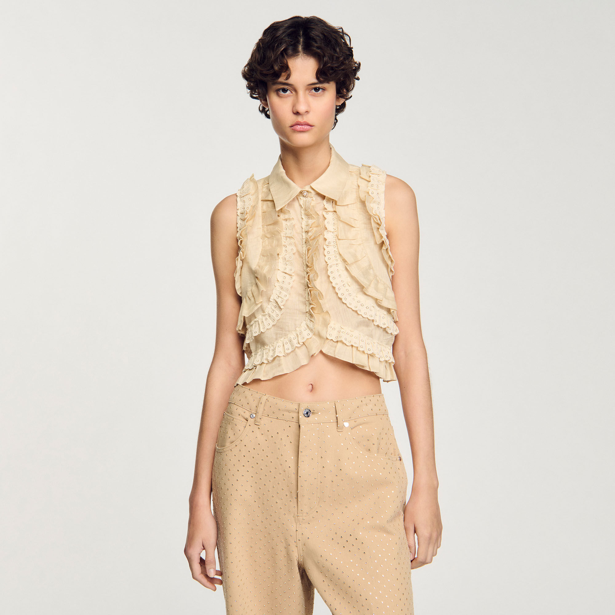 Camicia corta con volant