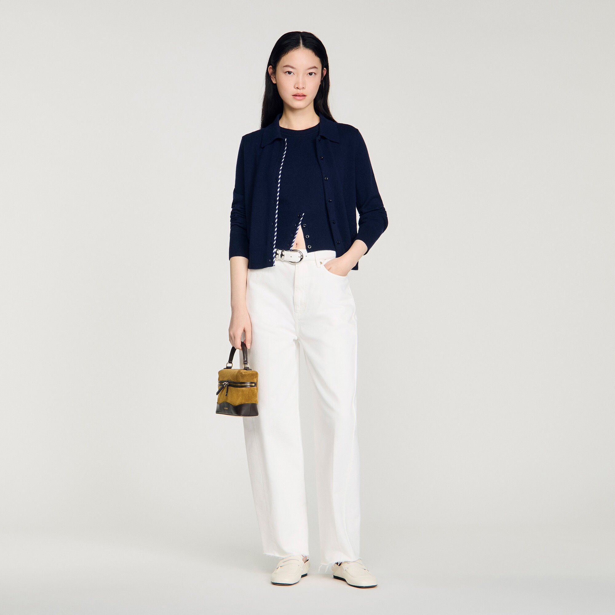 Cardigan a righe lana e cachemire